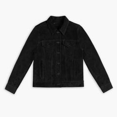 Suede Trucker Jacket | Black